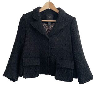 Smythe Black Cropped Blazer Boucle Size 4 Old Money Career Lady Jacket